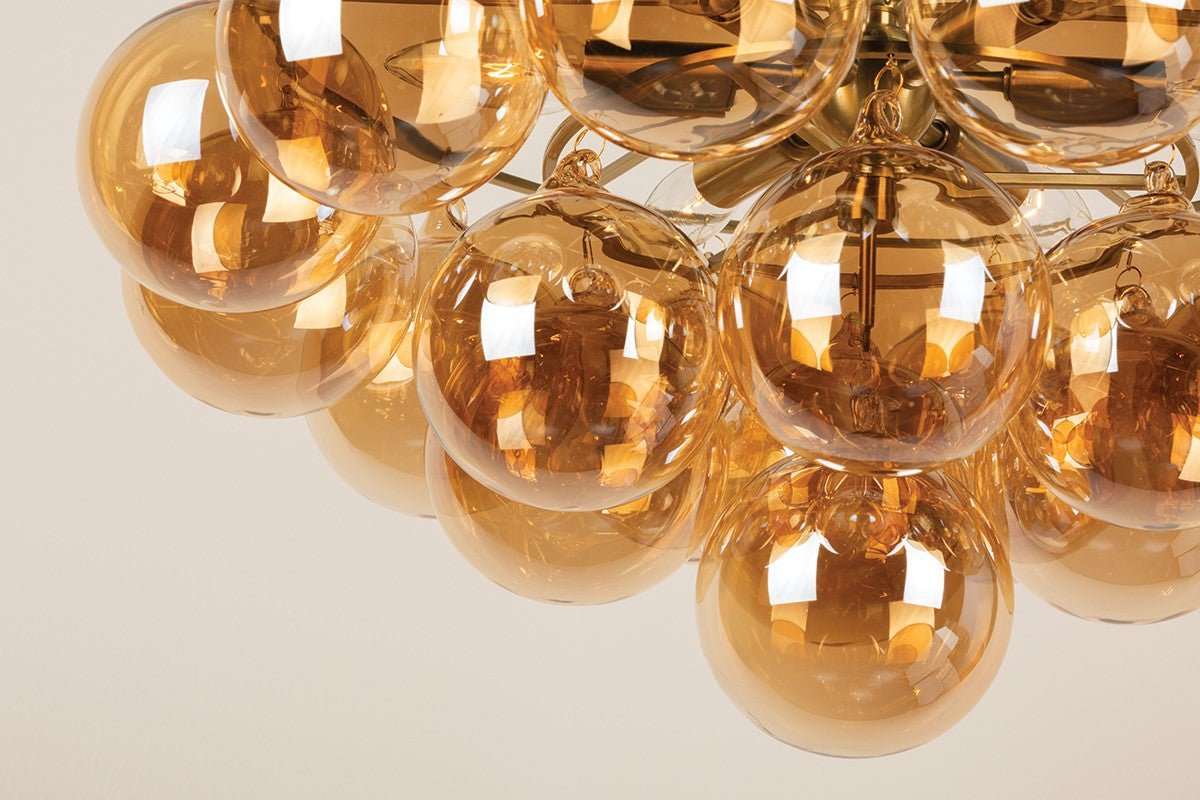 Mimi Chandelier in Champagne Glass and Aged Brass by Megan Molten