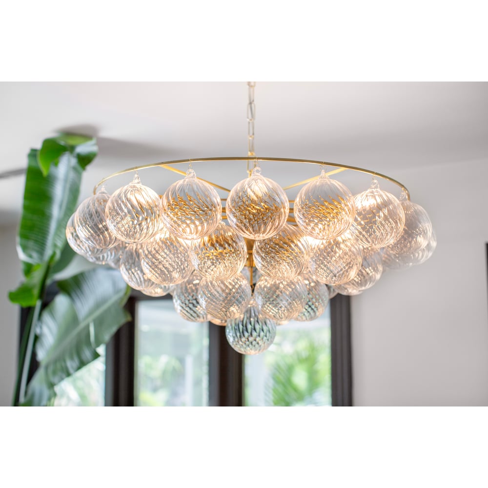Mimi Chandelier in Champagne Glass and Aged Brass by Megan Molten