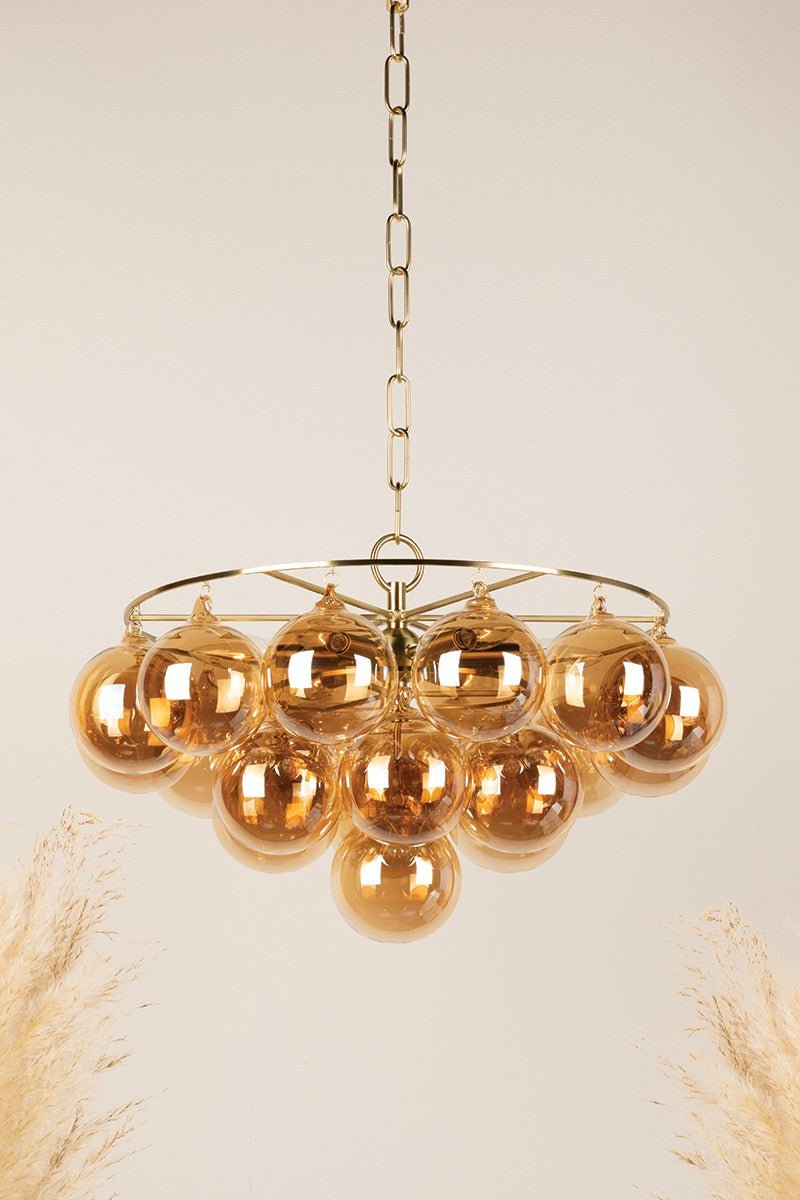 Mimi Chandelier in Champagne Glass and Aged Brass by Megan Molten