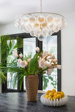 Mimi Chandelier in Champagne Glass and Aged Brass by Megan Molten