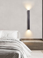 Black Travertine Linear Wall Sconce — Modern Stone Finish