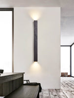 Black Travertine Linear Wall Sconce — Modern Stone Finish