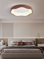 Mirage Wave Flush Mount Ceiling Light in Walnut Woodgrain Finish