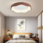 Mirage Wave Flush Mount Ceiling Light in Walnut Woodgrain Finish