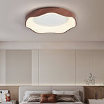 Mirage Wave Flush Mount Ceiling Light in Walnut Woodgrain Finish