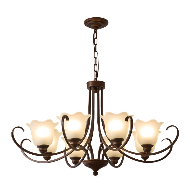 Mireille Floral Chandelier – Vintage-Inspired Glass and Bronze Pendant Light
