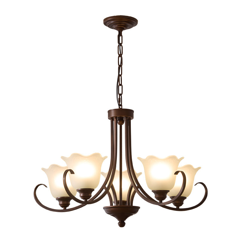 Mireille Floral Chandelier – Vintage-Inspired Glass and Bronze Pendant Light