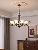Mireille Floral Chandelier – Vintage-Inspired Glass and Bronze Pendant Light