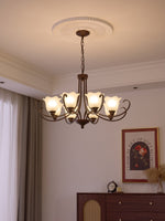 Mireille Floral Chandelier – Vintage-Inspired Glass and Bronze Pendant Light