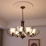 Mireille Floral Chandelier – Vintage-Inspired Glass and Bronze Pendant Light