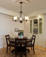 Mireille Floral Chandelier – Vintage-Inspired Glass and Bronze Pendant Light