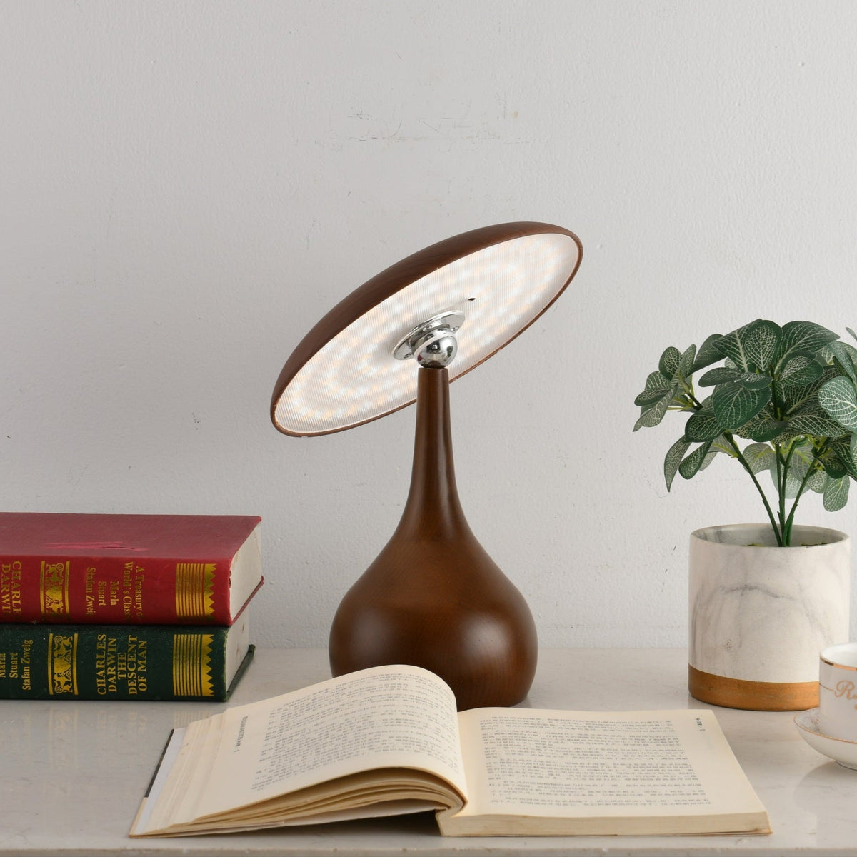 Mireli Sculptural Wooden Table Lamp with Integrated LED
