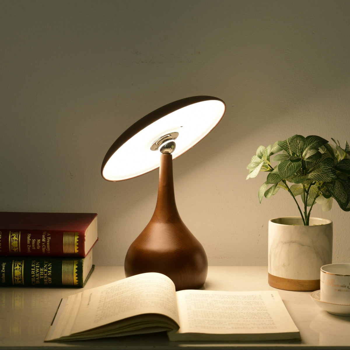 Mireli Sculptural Wooden Table Lamp with Integrated LED