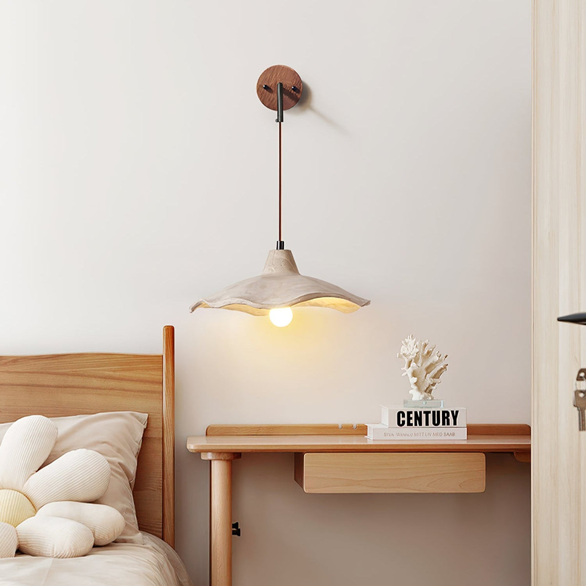 Mirella Wall Sconce – Handcrafted Microcement & Walnut Modern Wall Light