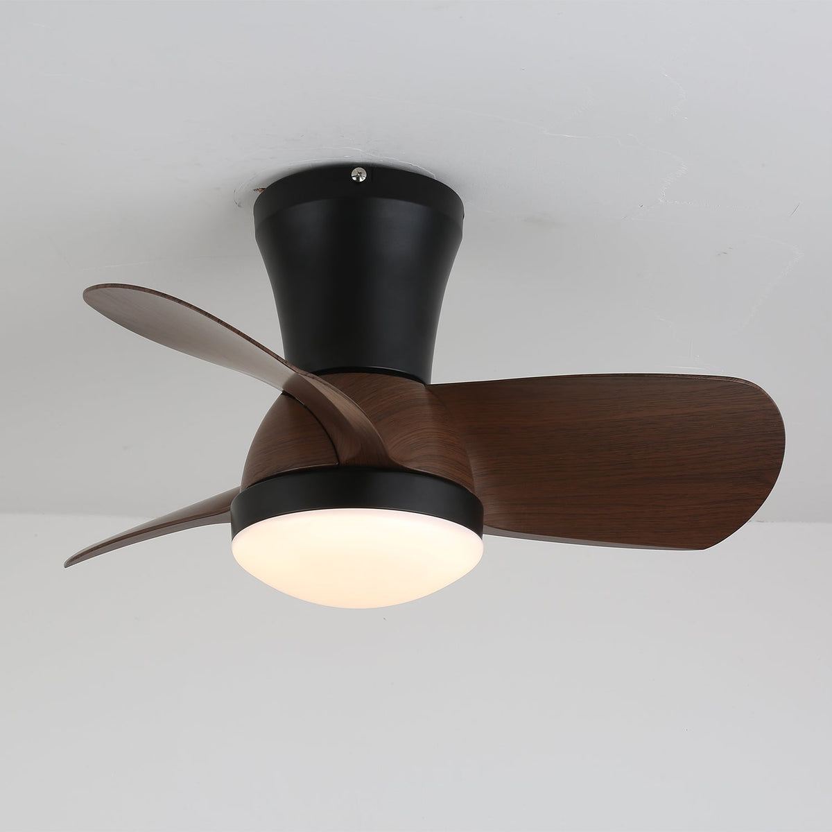 Miro Ceiling Fan with Integrated LED Light in Walnut Finish