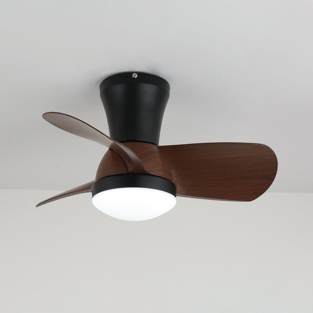 Miro Ceiling Fan with Integrated LED Light in Walnut Finish
