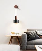 Mirox Wall Sconce in Black Travertine and Walnut Wood