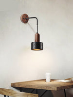 Mirox Wall Sconce in Black Travertine and Walnut Wood