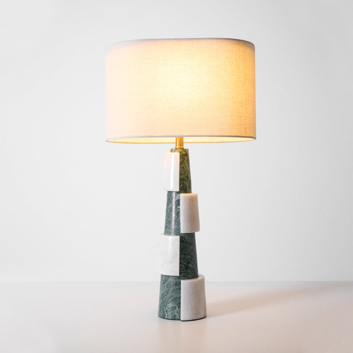 Duomo Marble Table Lamp – Sculptural Stone Base with Fabric Shade