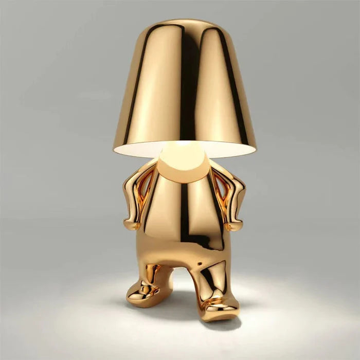 Cute Gold Man Statue Led Table Lamp