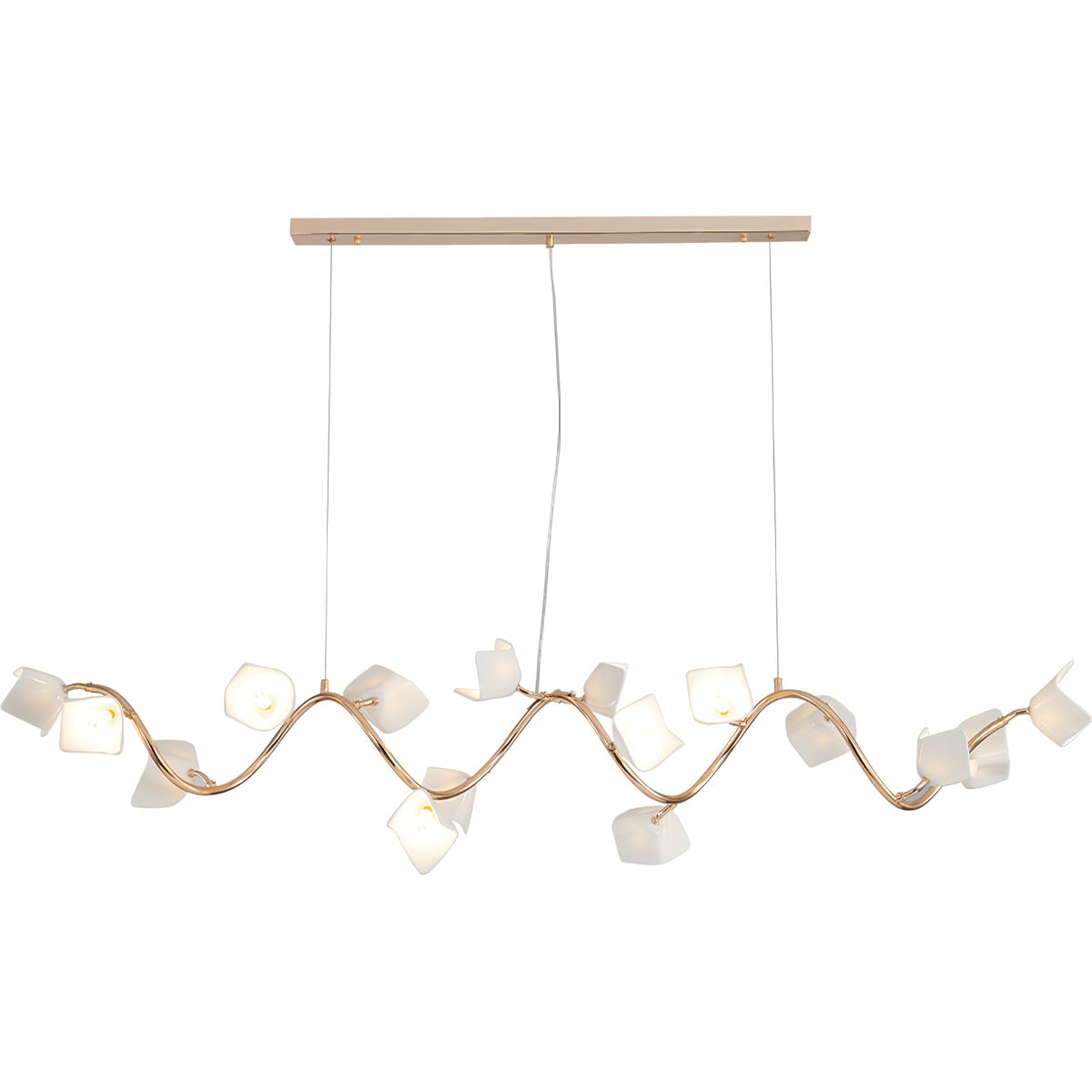 Mistral Flora Chandelier — Sculptural Ceramic Petal Chandelier in Gold