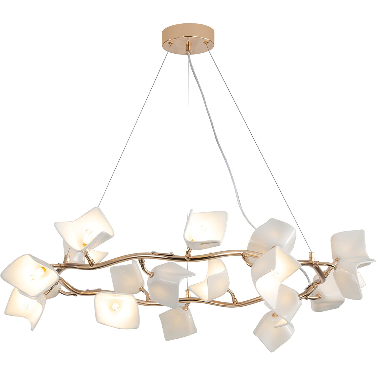 Mistral Flora Chandelier — Sculptural Ceramic Petal Chandelier in Gold