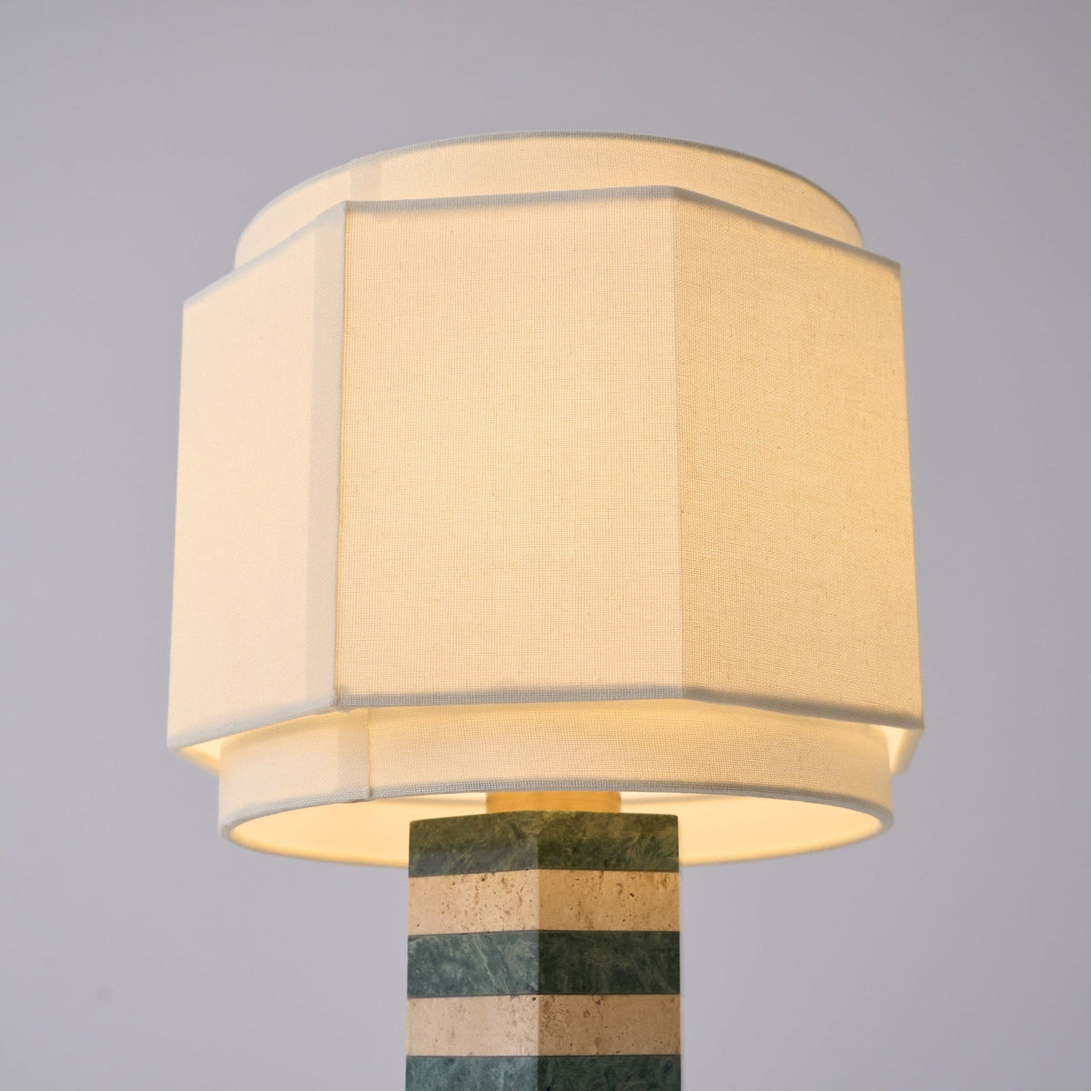Modari Striped Stone Table Lamp – Travertine & Marble Sculptural Accent Light