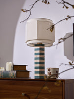 Modari Striped Stone Table Lamp – Travertine & Marble Sculptural Accent Light