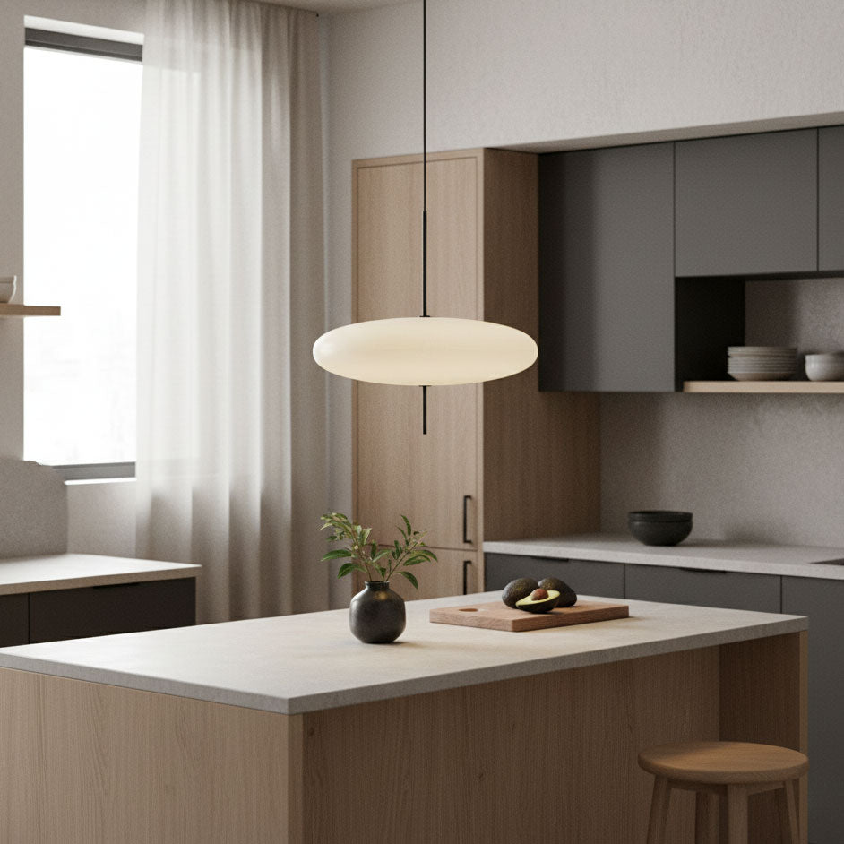 Opal Disc Modern Pendant Light with Opalescent Polymer Shade