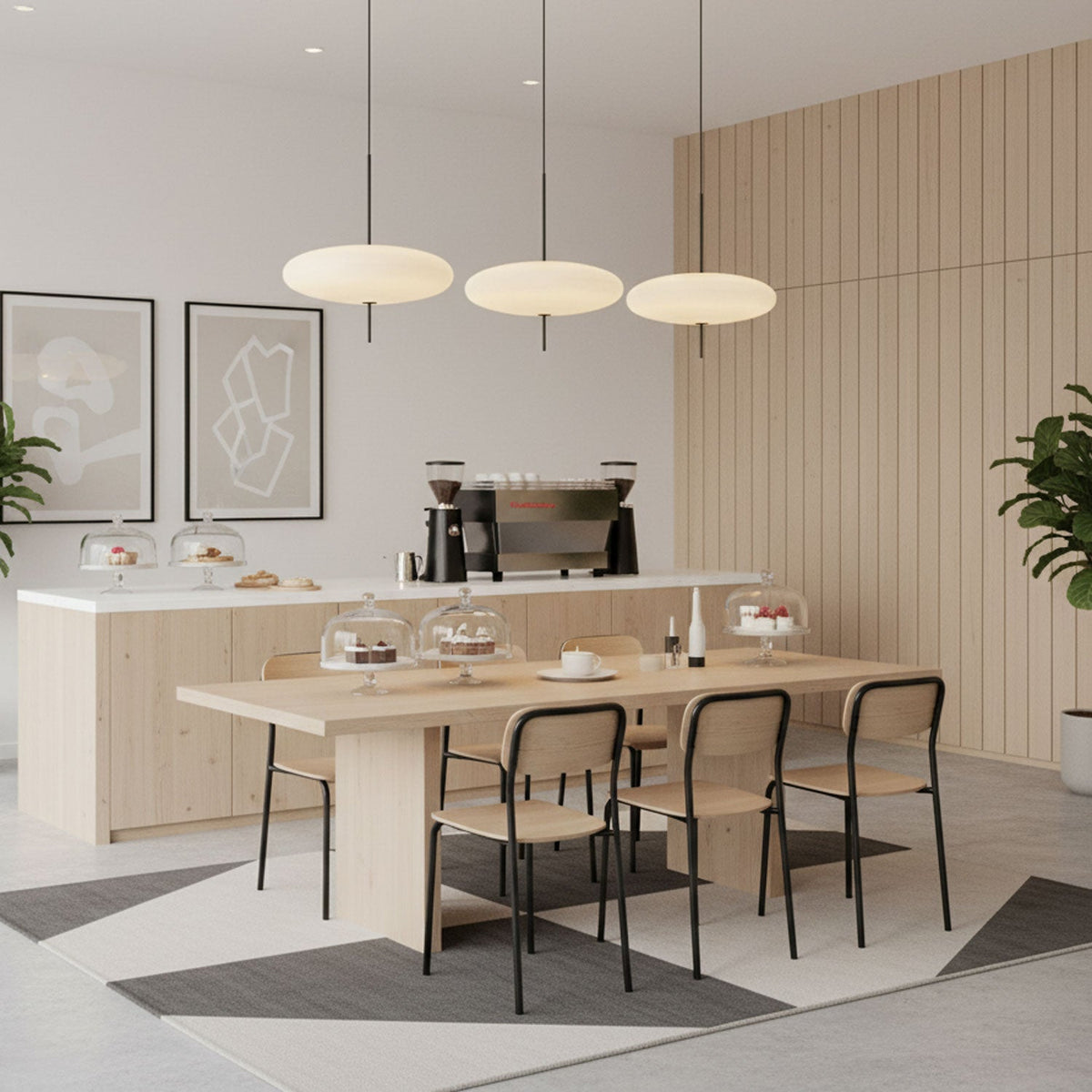 Opal Disc Modern Pendant Light with Opalescent Polymer Shade