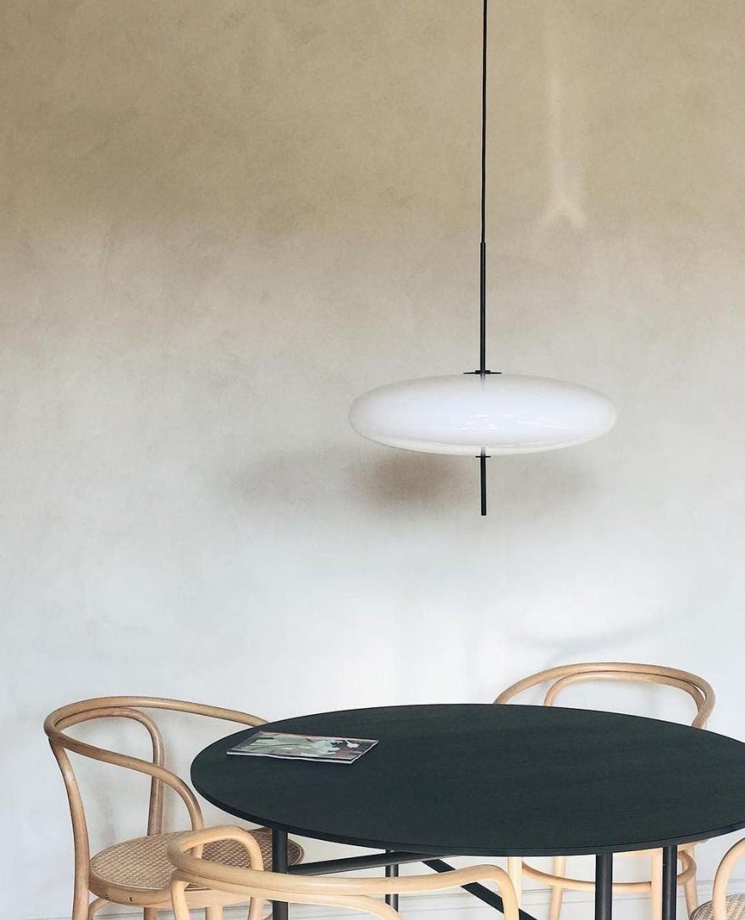 Opal Disc Modern Pendant Light with Opalescent Polymer Shade