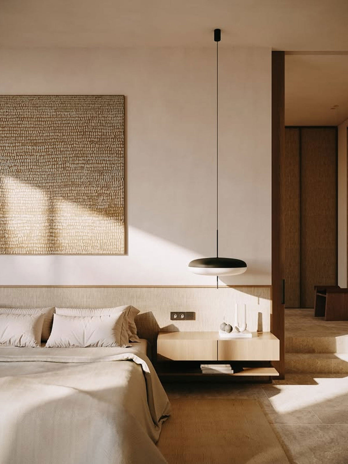 Opal Disc Modern Pendant Light with Opalescent Polymer Shade