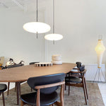 Opal Disc Modern Pendant Light with Opalescent Polymer Shade