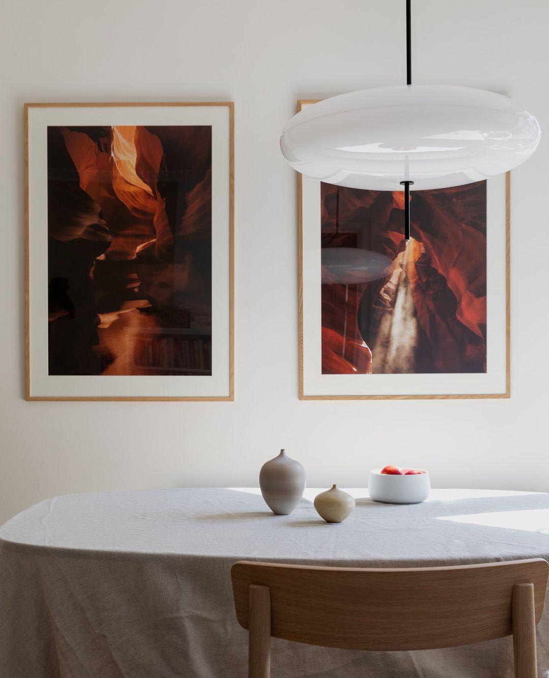 Opal Disc Modern Pendant Light with Opalescent Polymer Shade