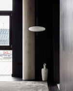 Opal Disc Modern Pendant Light with Opalescent Polymer Shade