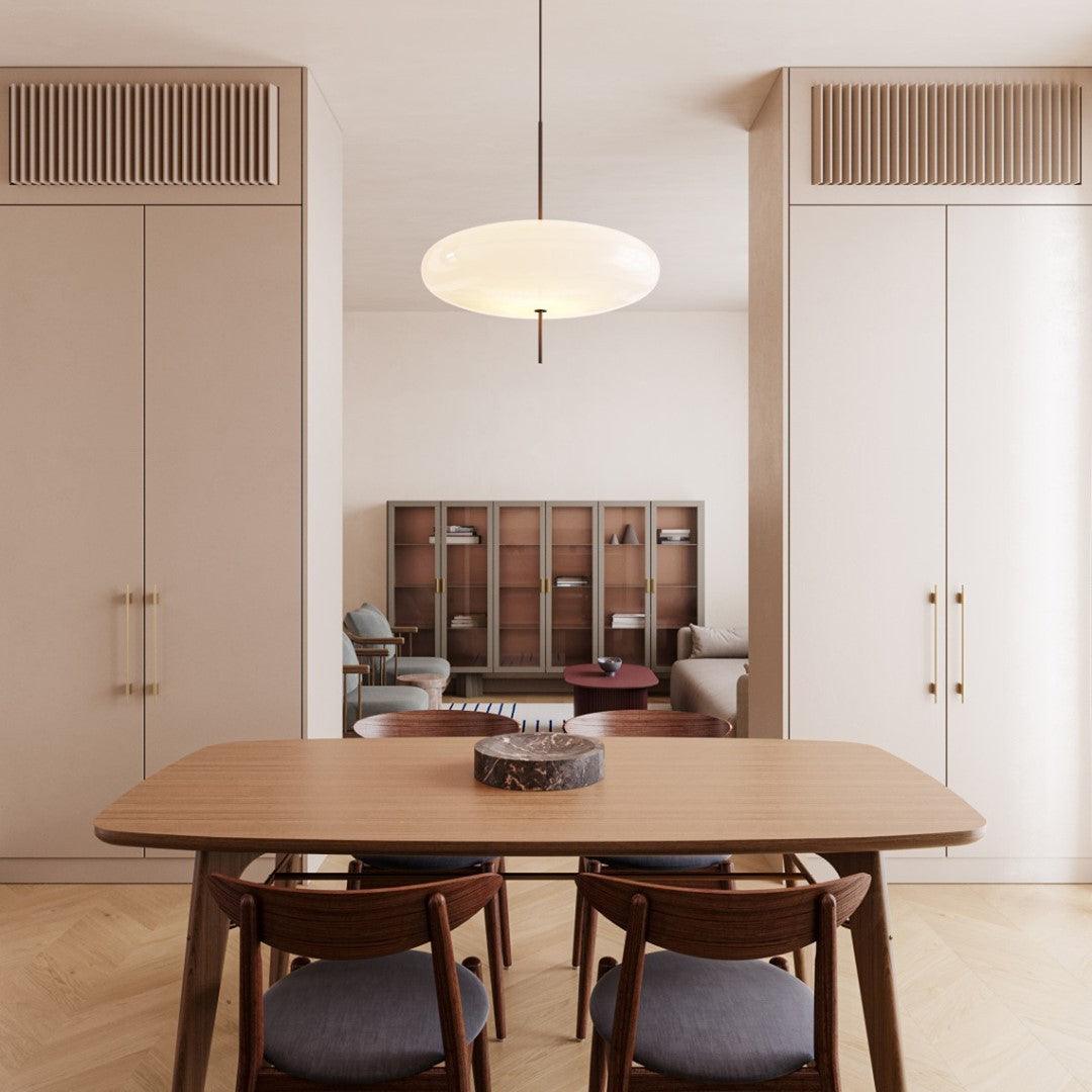 Opal Disc Modern Pendant Light with Opalescent Polymer Shade
