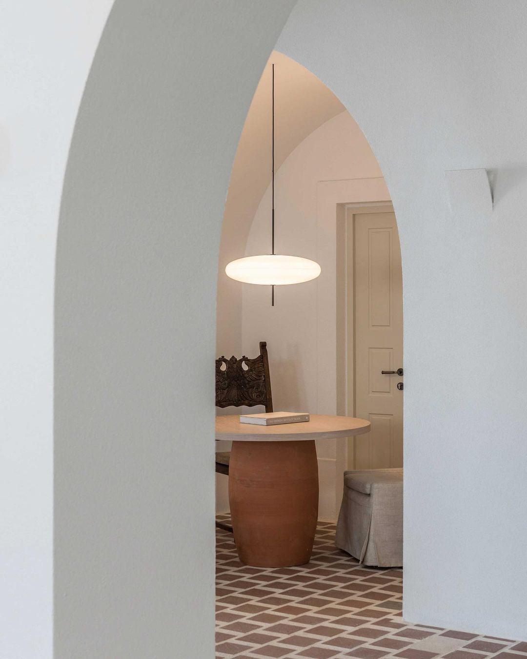 Opal Disc Modern Pendant Light with Opalescent Polymer Shade