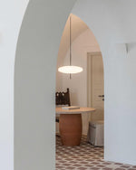 Opal Disc Modern Pendant Light with Opalescent Polymer Shade