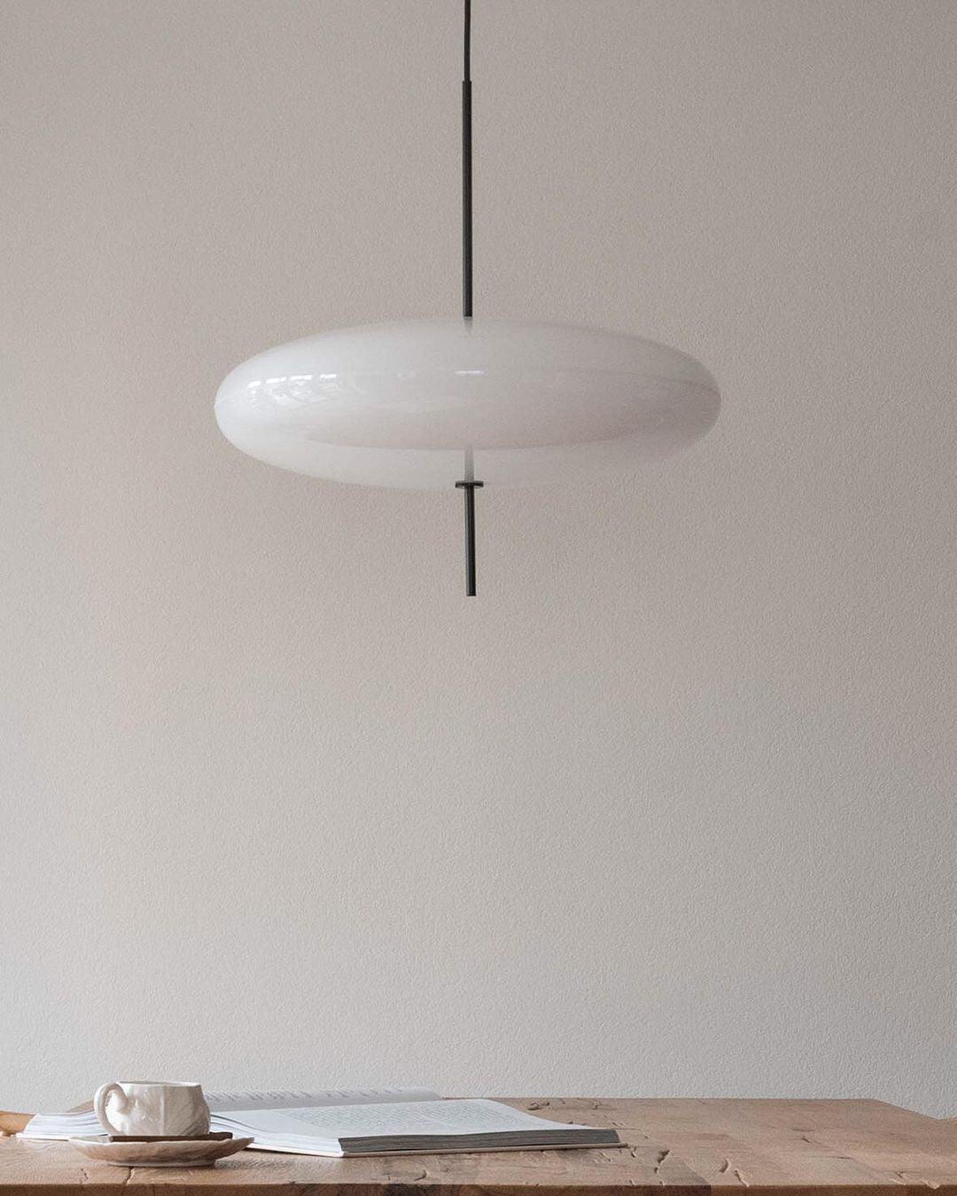 Opal Disc Modern Pendant Light with Opalescent Polymer Shade