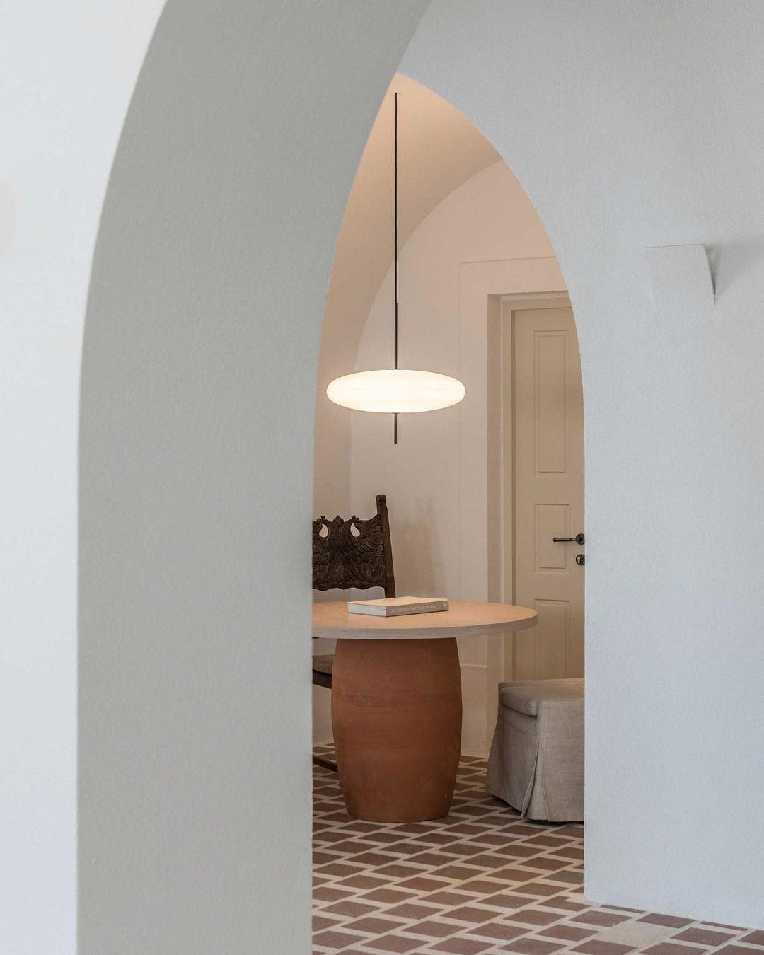 Opal Disc Modern Pendant Light with Opalescent Polymer Shade