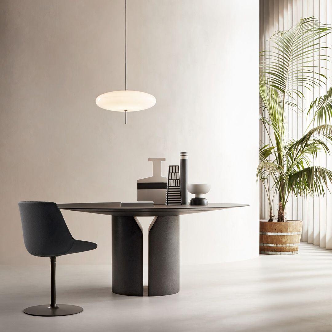 Opal Disc Modern Pendant Light with Opalescent Polymer Shade
