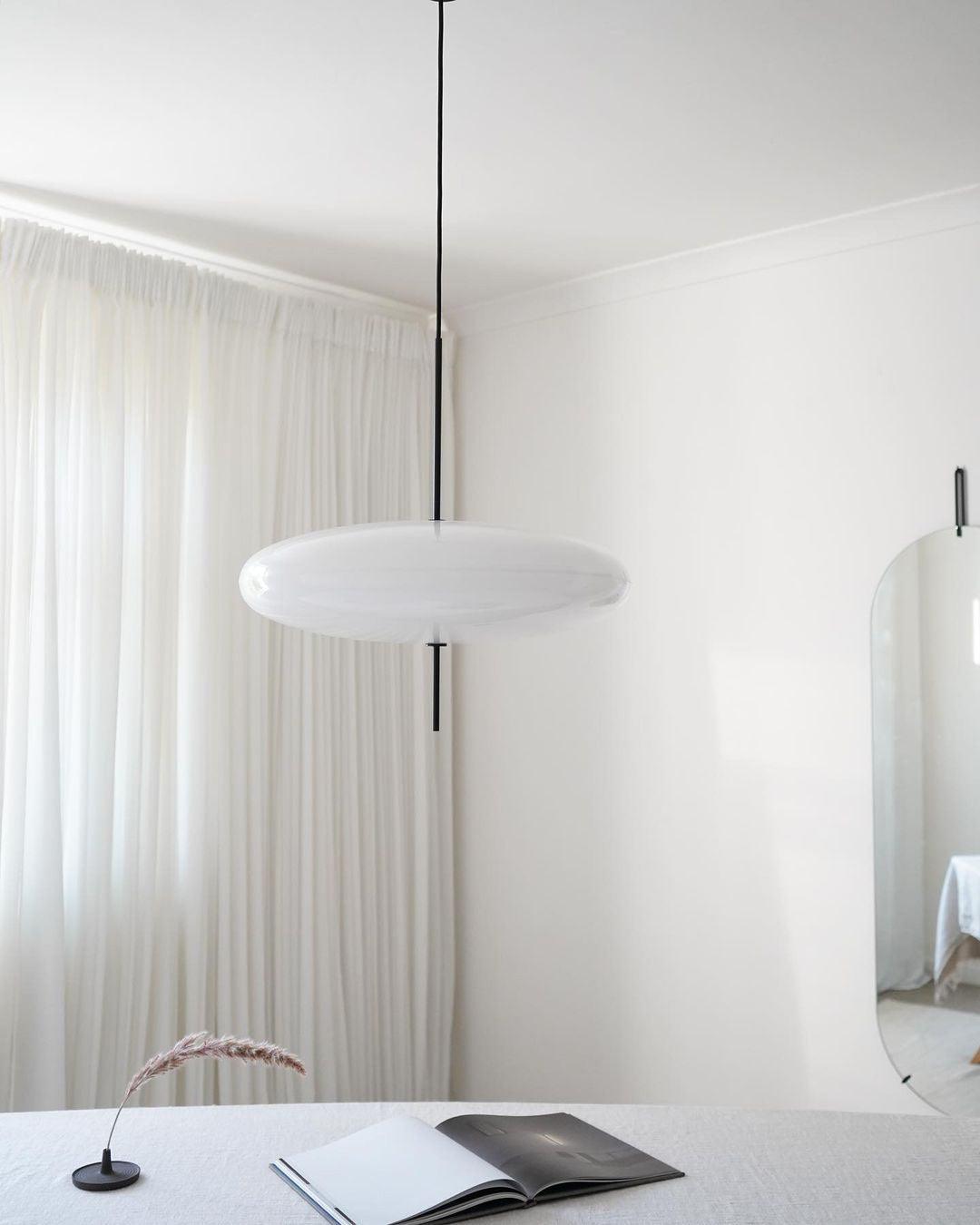 Opal Disc Modern Pendant Light with Opalescent Polymer Shade