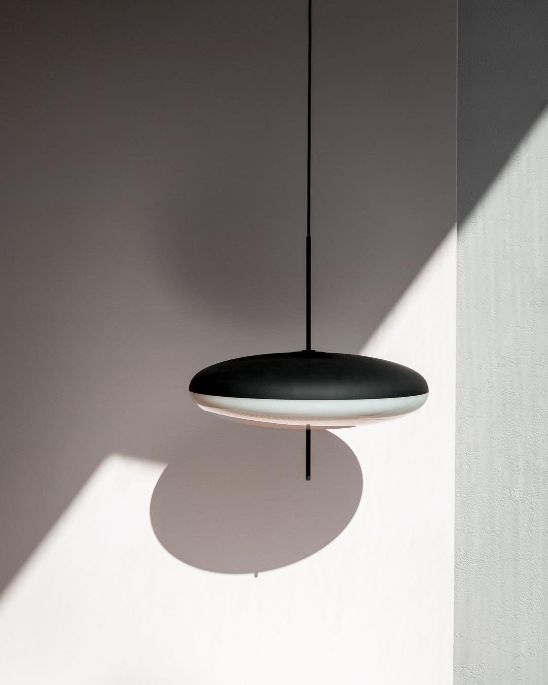 Opal Disc Modern Pendant Light with Opalescent Polymer Shade