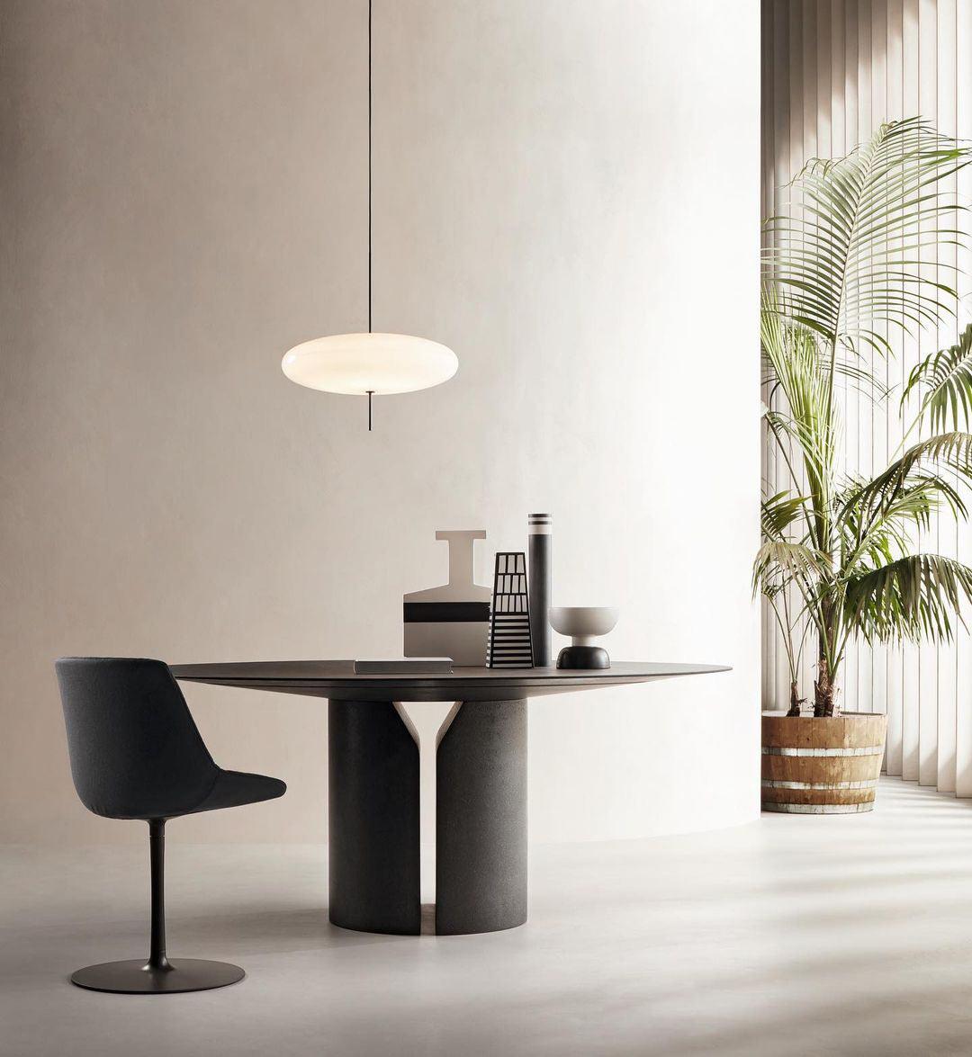 Opal Disc Modern Pendant Light with Opalescent Polymer Shade