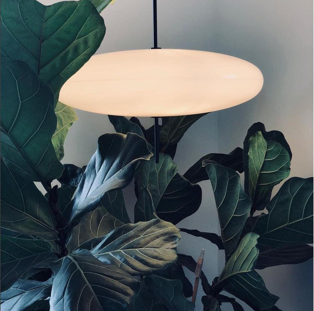 Opal Disc Modern Pendant Light with Opalescent Polymer Shade