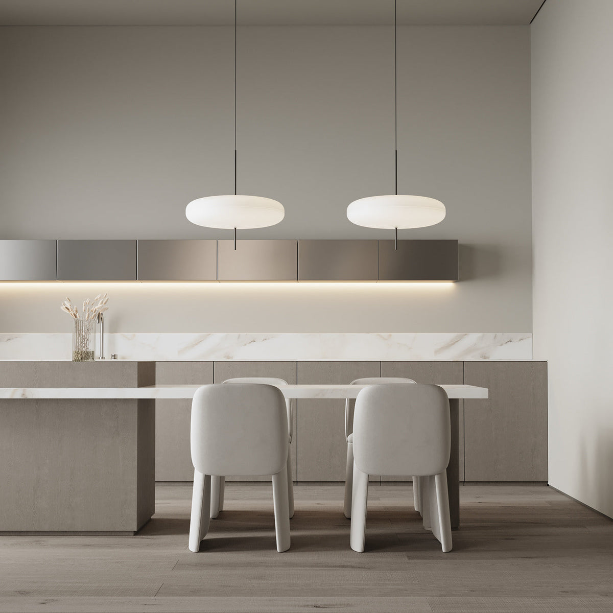 Opal Disc Modern Pendant Light with Opalescent Polymer Shade