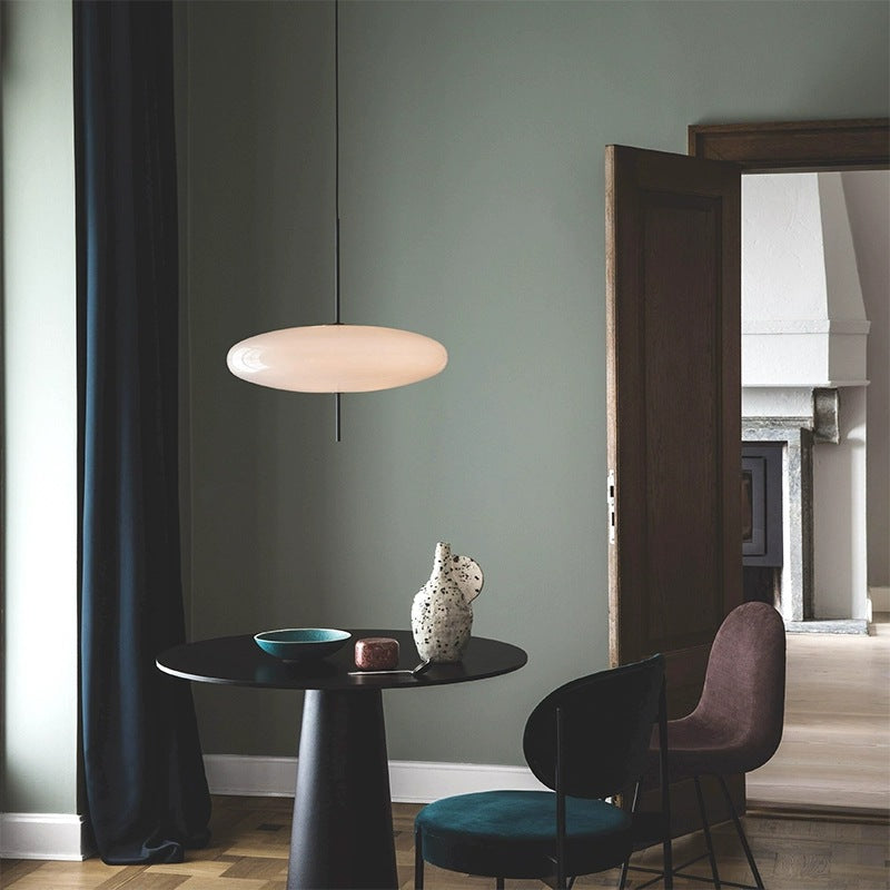 Opal Disc Modern Pendant Light with Opalescent Polymer Shade