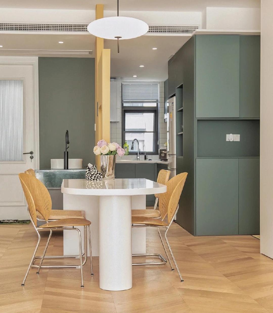 Opal Disc Modern Pendant Light with Opalescent Polymer Shade