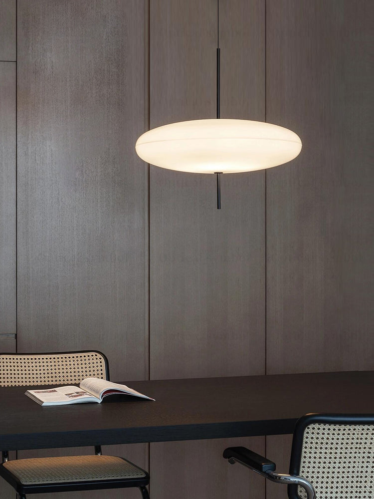 Opal Disc Modern Pendant Light with Opalescent Polymer Shade
