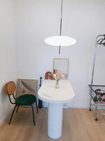Opal Disc Modern Pendant Light with Opalescent Polymer Shade